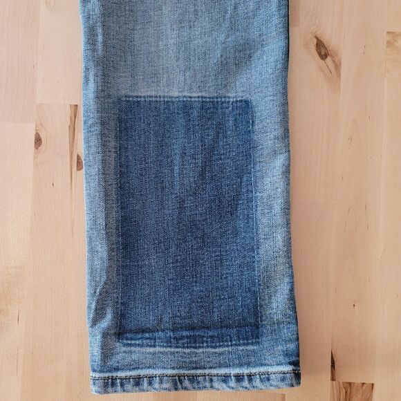 BLANKNYC Stanton Womens Distressed Patchwork Denim Jeans Straight Leg SZ 32x31 - Picture 6 of 7